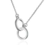 Fashion Zircon Geometric Shape Double Ring Necklace - Image 5